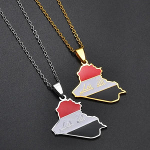 Iraq Flag Map Necklace