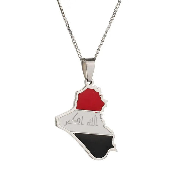 Iraq Flag Map Necklace