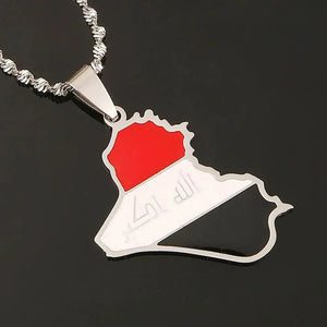 Iraq Flag Map Necklace