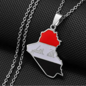 Iraq Flag Map Necklace