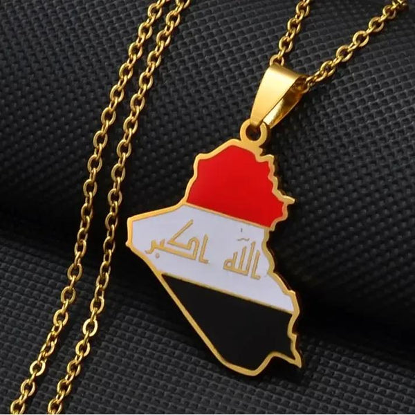 Iraq Flag Map Necklace