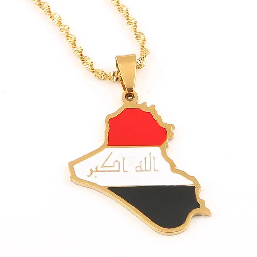 Iraq Flag Map Necklace