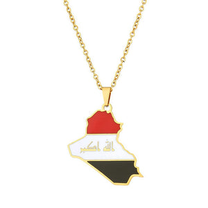 Iraq Flag Map Necklace