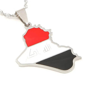 Iraq Flag Map Necklace