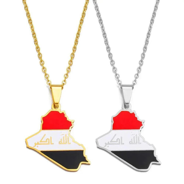Iraq Flag Map Necklace