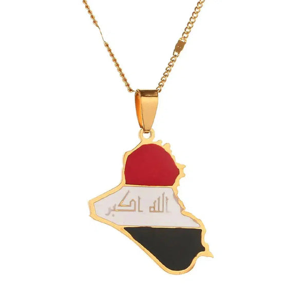 Iraq Flag Map Necklace