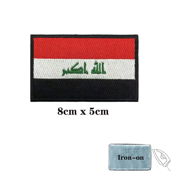 Iraq Flag Patch - Iron On/Hook & Loop Patch