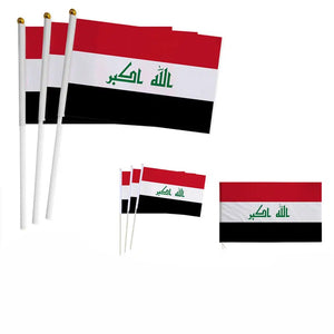Iraq Flag on Stick - Small Handheld Flag (50/100Pcs)