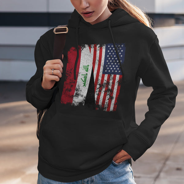 Iraq USA Flag - Half American Hoodie