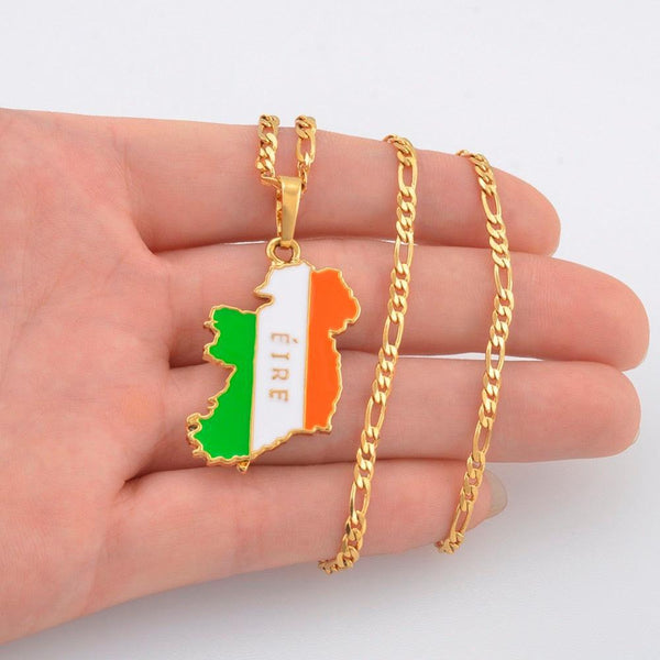 Ireland Flag Map Necklace