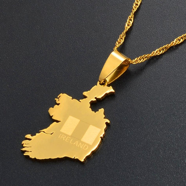 Ireland Flag Map Necklace