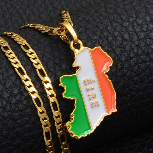 Ireland Flag Map Necklace