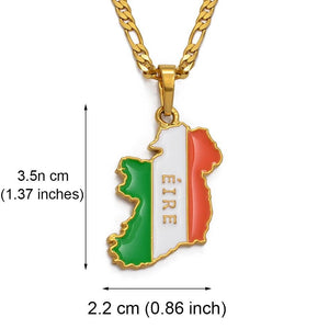 Ireland Flag Map Necklace