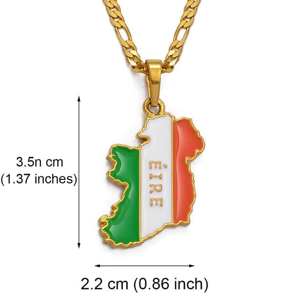 Ireland Flag Map Necklace