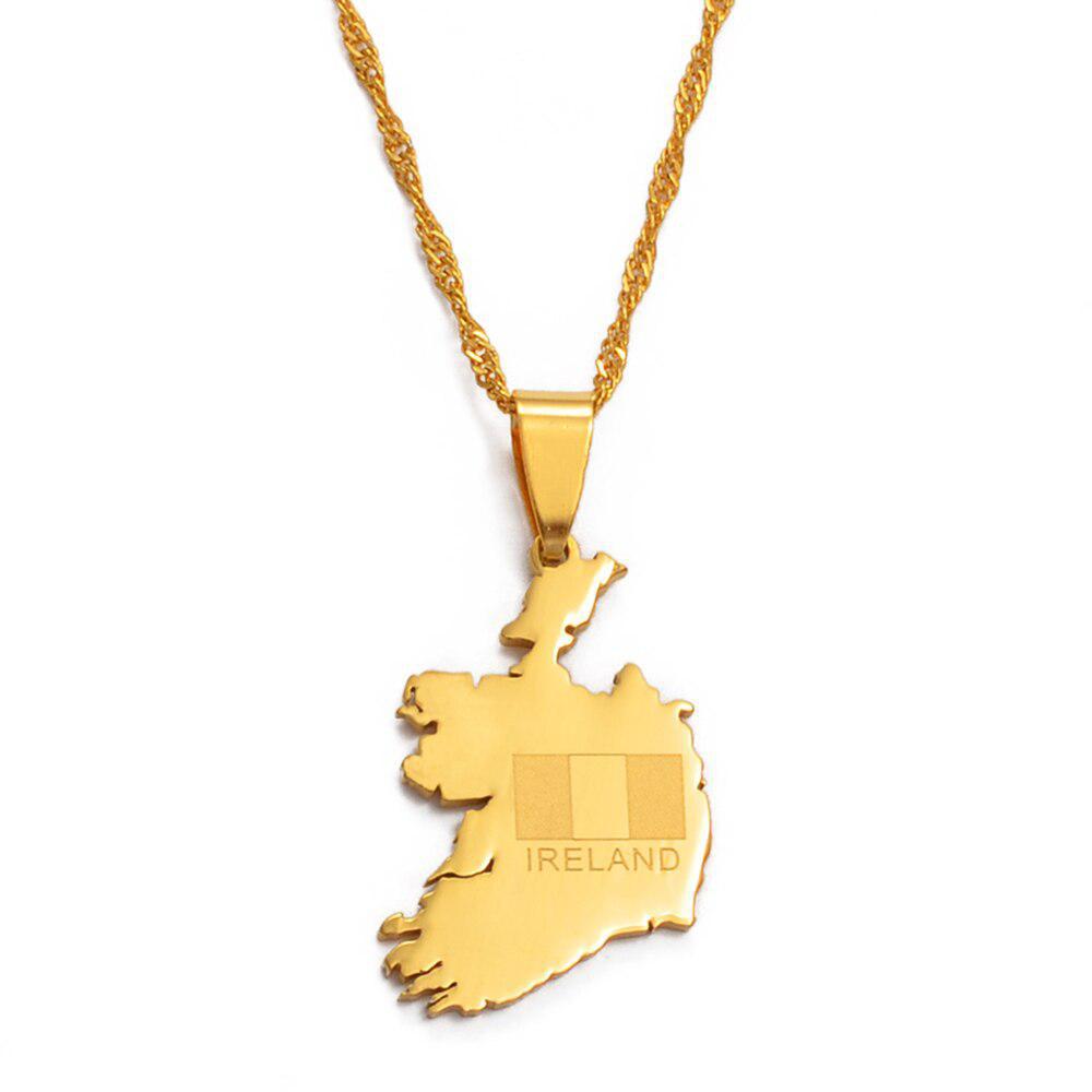 Ireland Flag Map Necklace