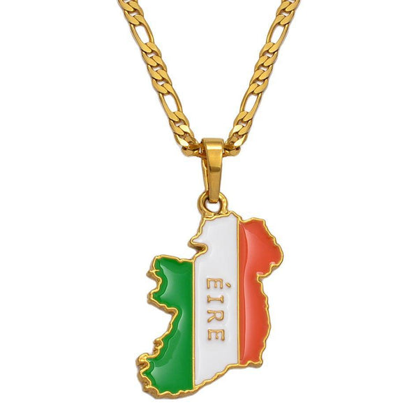 Ireland Flag Map Necklace