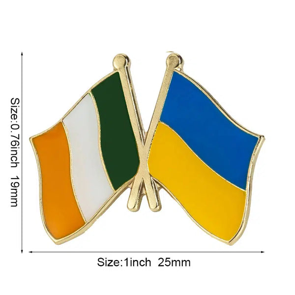 Ireland Ukraine Flag Lapel Pin - Enamel Pin Flag