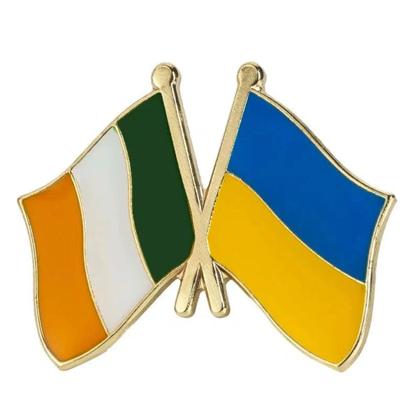 Ireland Ukraine Flag Lapel Pin - Enamel Pin Flag