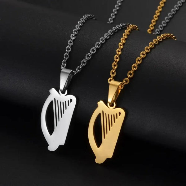 Irish Harp Necklace - Celtic Harp Pendant