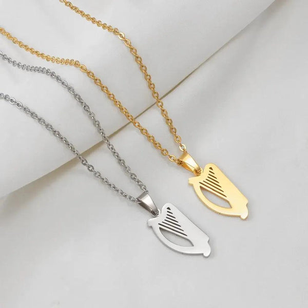 Irish Harp Necklace - Celtic Harp Pendant