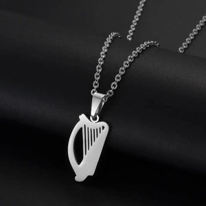 Irish Harp Necklace - Celtic Harp Pendant