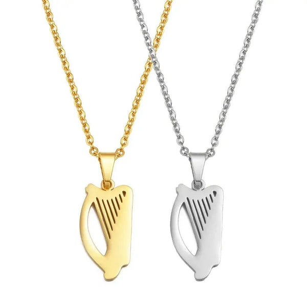 Irish Harp Necklace - Celtic Harp Pendant