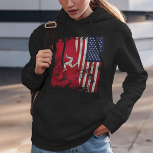 Isle Of Man USA Flag - Half American Hoodie