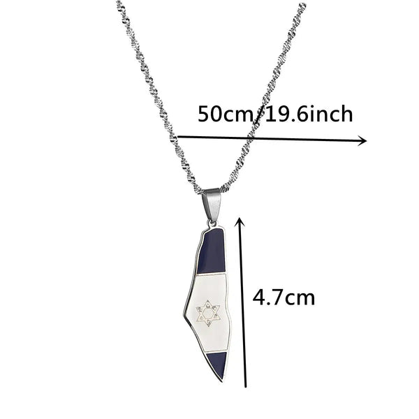 Israel Flag Map Necklace