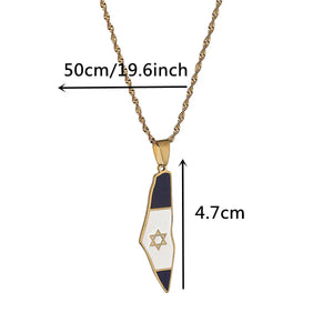 Israel Flag Map Necklace