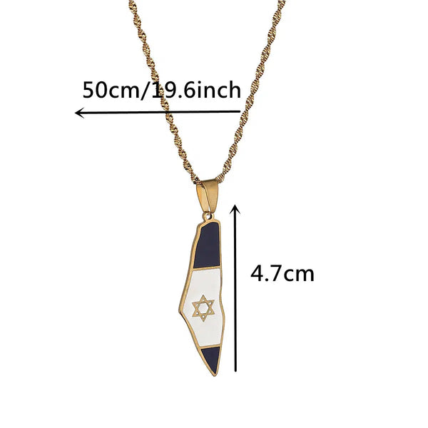 Israel Flag Map Necklace