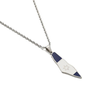 Israel Flag Map Necklace