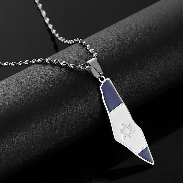 Israel Flag Map Necklace