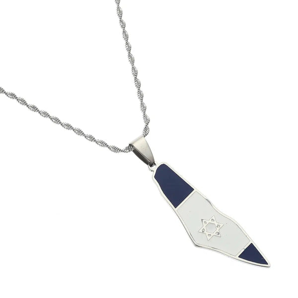 Israel Flag Map Necklace