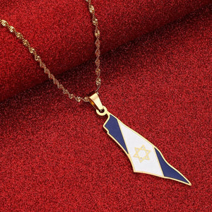 Israel Flag Map Necklace Collection