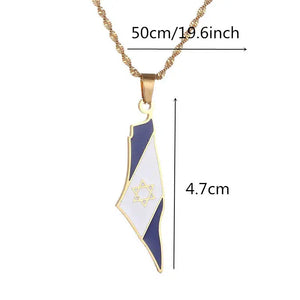 Israel Flag Map Necklace Collection