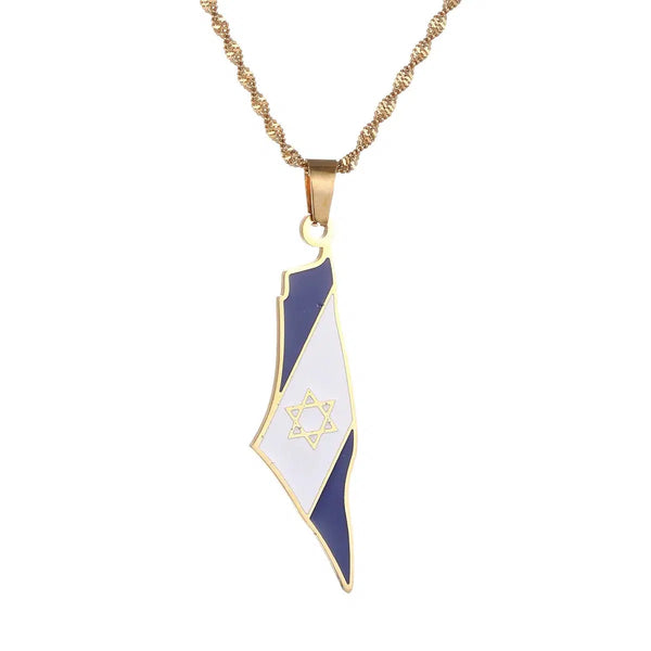 Israel Flag Map Necklace Collection