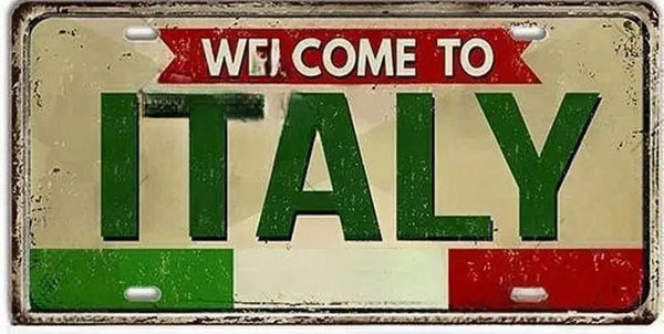 Italy Flag License Plate Collection - Decorative Metal Tin Signs