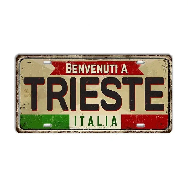 Italy Flag License Plate Collection - Decorative Metal Tin Signs