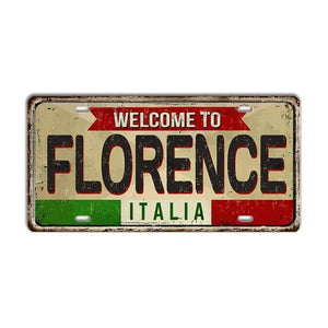 Italy Flag License Plate Collection - Decorative Metal Tin Signs