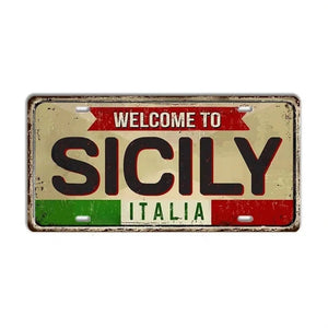 Italy Flag License Plate Collection - Decorative Metal Tin Signs