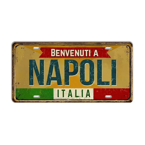 Italy Flag License Plate Collection - Decorative Metal Tin Signs