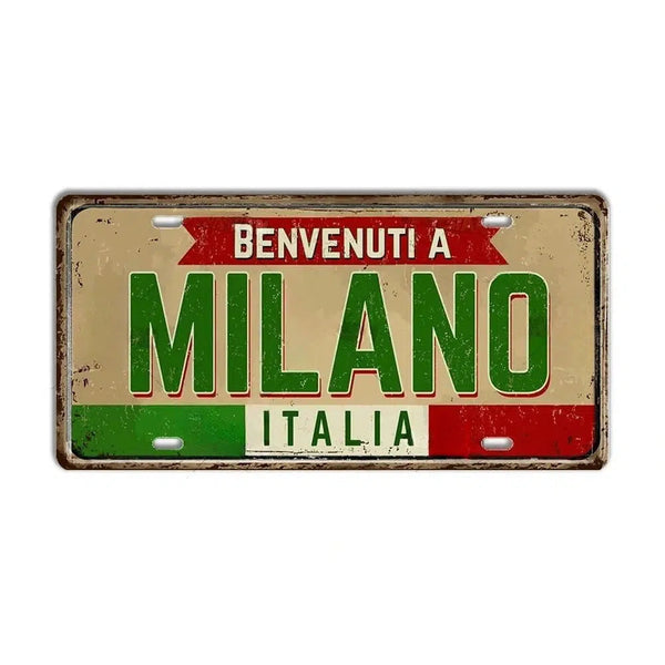 Italy Flag License Plate Collection - Decorative Metal Tin Signs