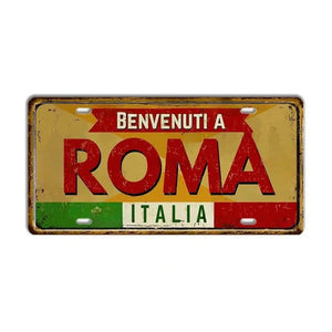 Italy Flag License Plate Collection - Decorative Metal Tin Signs