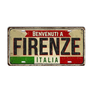 Italy Flag License Plate Collection - Decorative Metal Tin Signs