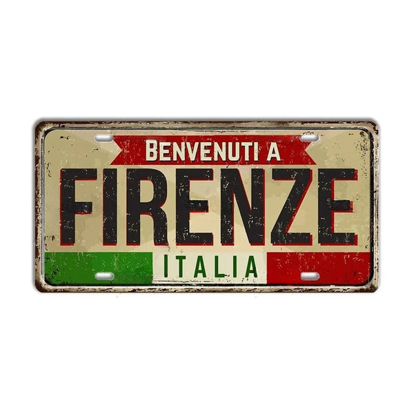 Italy Flag License Plate Collection - Decorative Metal Tin Signs