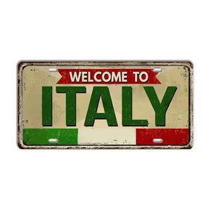 Italy Flag License Plate Collection - Decorative Metal Tin Signs