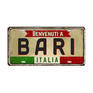 Italy Flag License Plate Collection - Decorative Metal Tin Signs