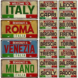 Italy Flag License Plate Collection - Decorative Metal Tin Signs