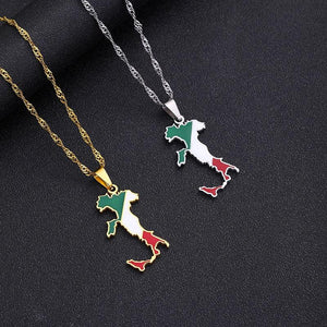 Italy Flag Map Necklace