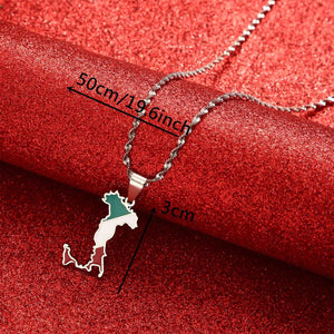 Italy Flag Map Necklace